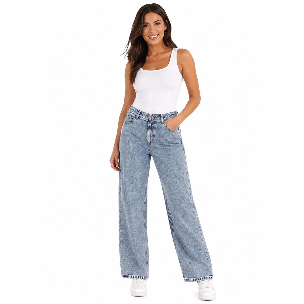 Hollister Low Rise Slouchy Jeans Womens Size 14 Wide Leg Straight